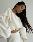 OPHELIA- Cream Knit Cross Sweater