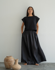 RAE - BLACK Linen Skirt