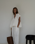 ONDINE - WHITE Scalloped Ramie Blouse