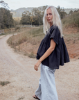 ONDINE - BLACK Scalloped Ramie Blouse