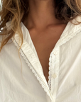 PRE-ORDER POPLIN - WHITE Lace Trim Shirt