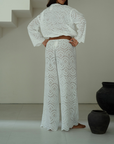 CELESTE - WHITE Broderie Pants