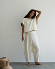 ELKE - CREAM Knit Volume Pant
