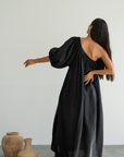 ODETTE - Black Linen Gown