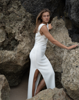THEA - CREAM Scoop Back Knit Dress