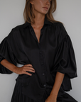 NINA - BLACK Silk Blouse