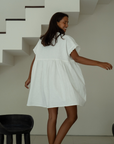 ONNI MINI - WHITE Scalloped Ramie Dress