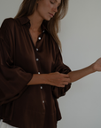 NINA - BURGUNDY Silk Blouse