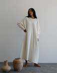 VADA - CREAM Volume Knit Dress