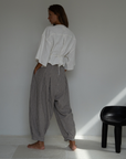 MARLO PLEAT - WISTERIA GINGHAM Linen Pant