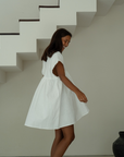 ONNI MINI - WHITE Scalloped Ramie Dress