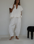 MARLO PLEAT - WHITE Ramie Pant