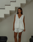 CLEO - WHITE Scalloped Ramie Top