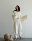 OPHELIA- Cream Knit Cross Sweater