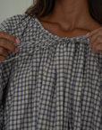 Pre-Order JOSIE - Linen Gingham Voluminous Blouse
