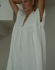 ONNI MIDI - WHITE Scalloped Ramie Dress