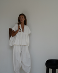 ONDINE - WHITE Scalloped Ramie Blouse