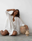 AIDEN - WHITE Buttoned Dress