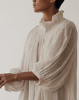 ELEANOR - WHITE Crinkle Linen Collared Maxi Dress