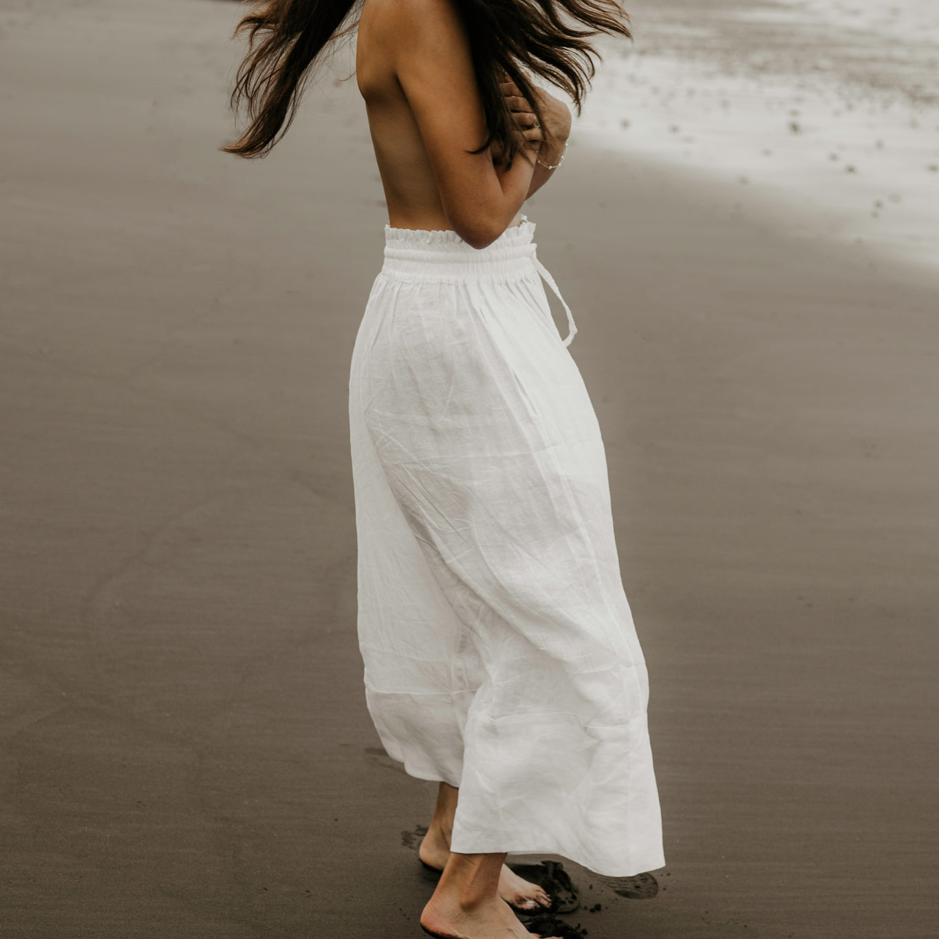 ATILLA - WHITE Linen Cascade Pant