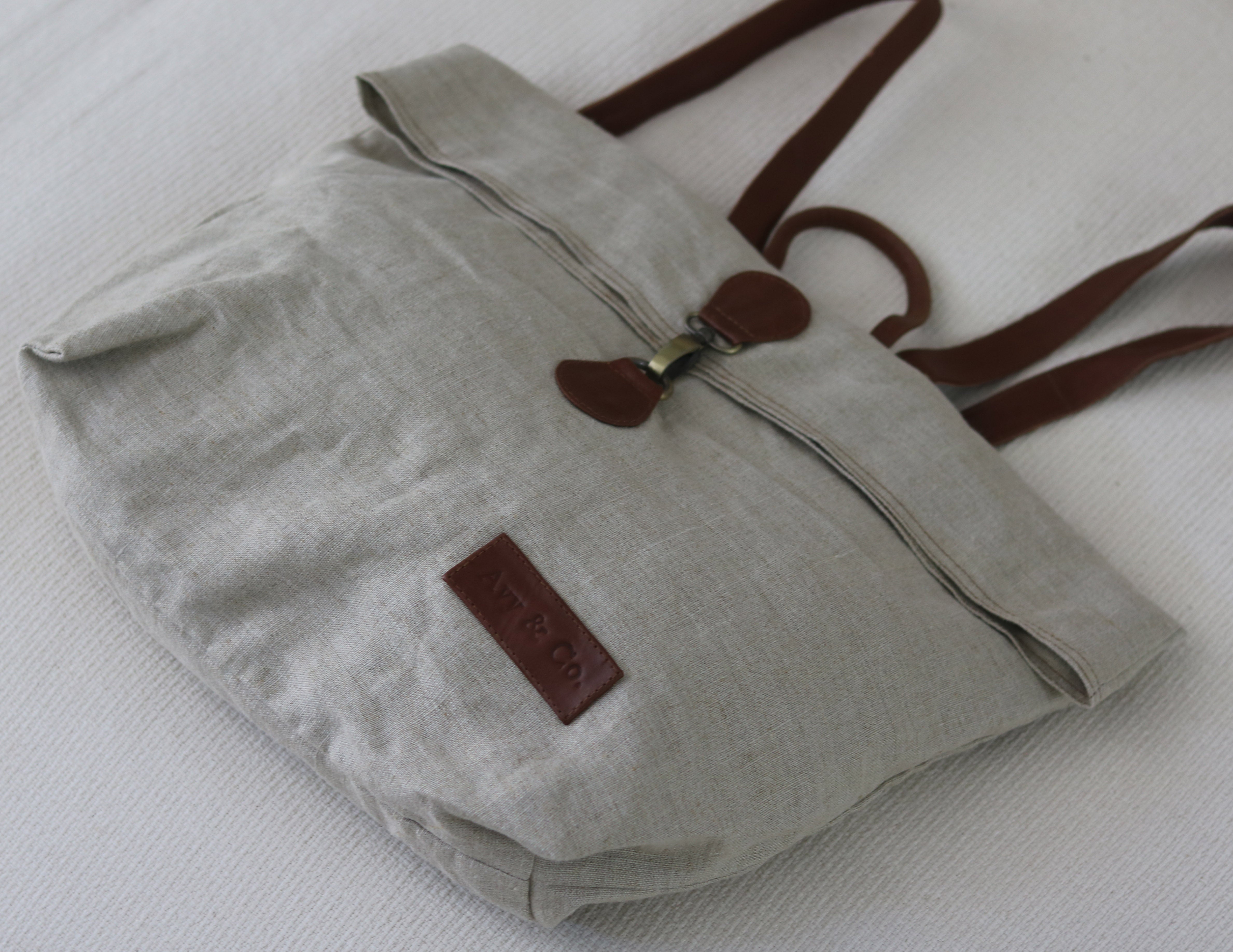 Linen & Leather Fold Backpack