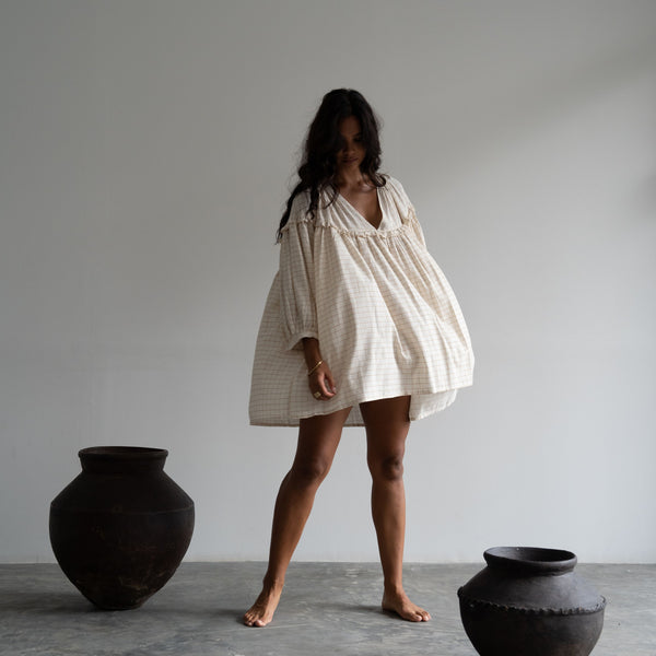 NALU - OCHRE CHECK Dress