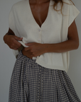 PRE-ORDER MARLO PLEAT - WISTERIA GINGHAM Linen Pant