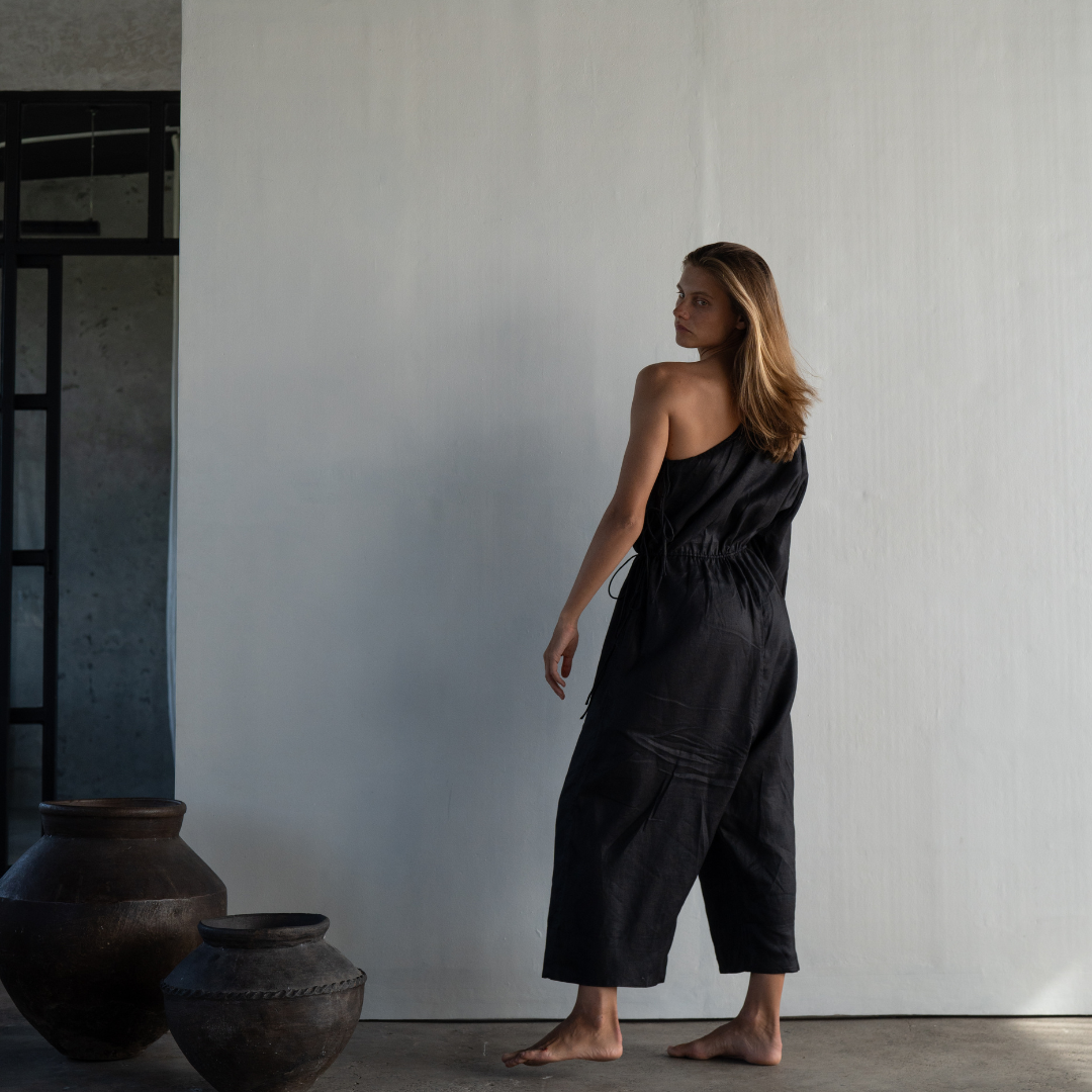 ATHENA - BLACK Linen Jumpsuit