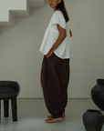 MARLO PLEAT - CHOCOLATE Ramie Pant