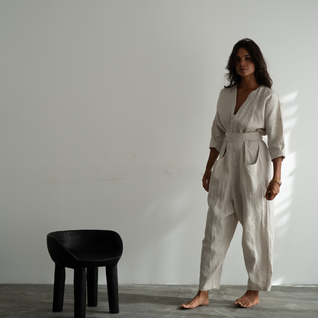 IRIS - NATURAL Linen Jumpsuit