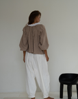 ESME - CINNAMON Gingham & Lace Blouse