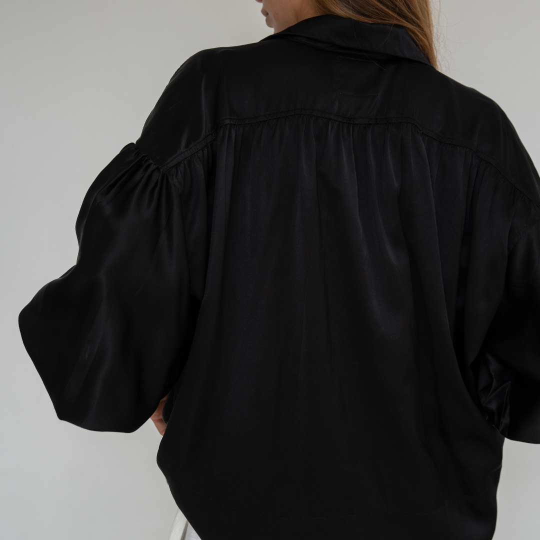 NINA - BLACK Silk Blouse