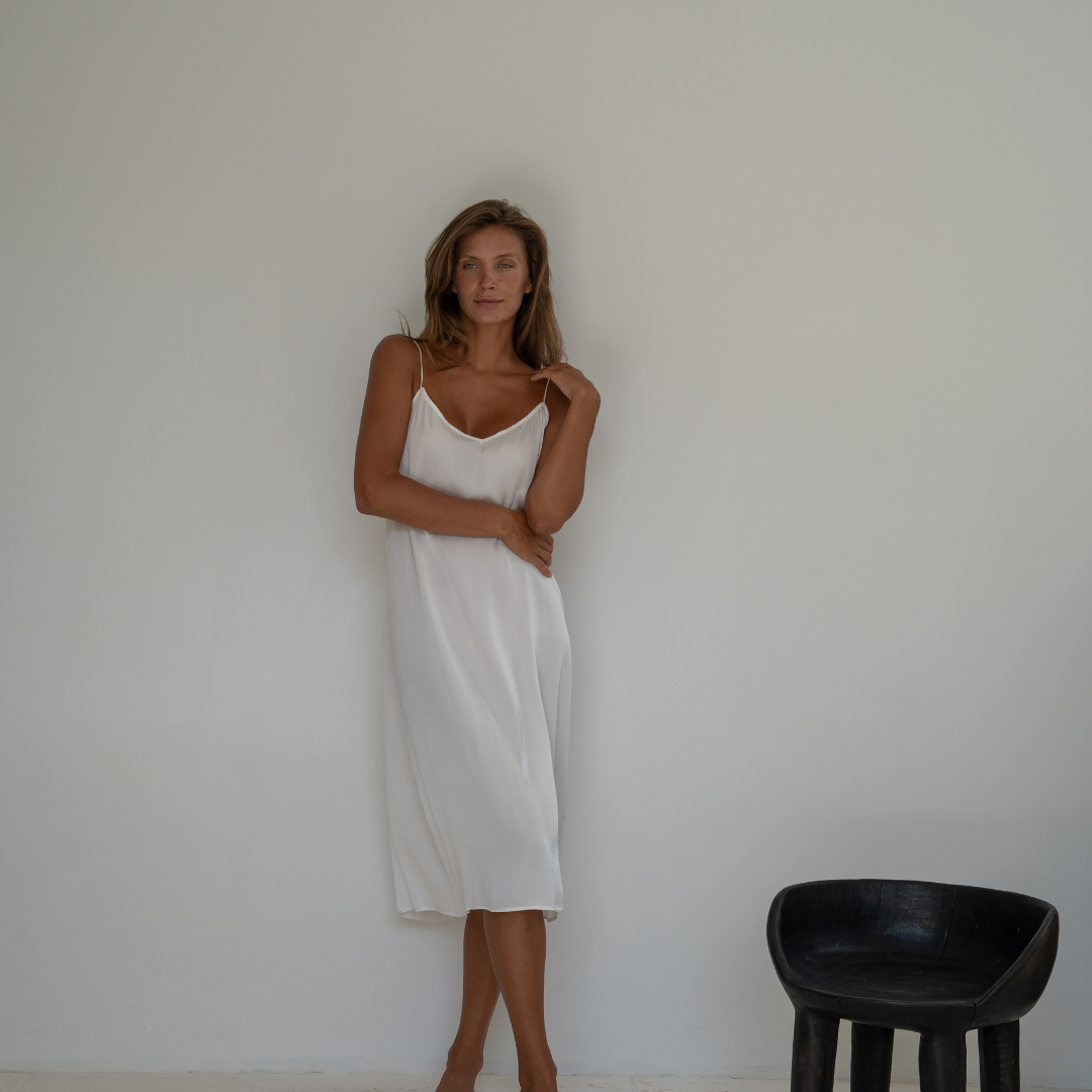 CAMILLE - WHITE Mulberry Silk Slip