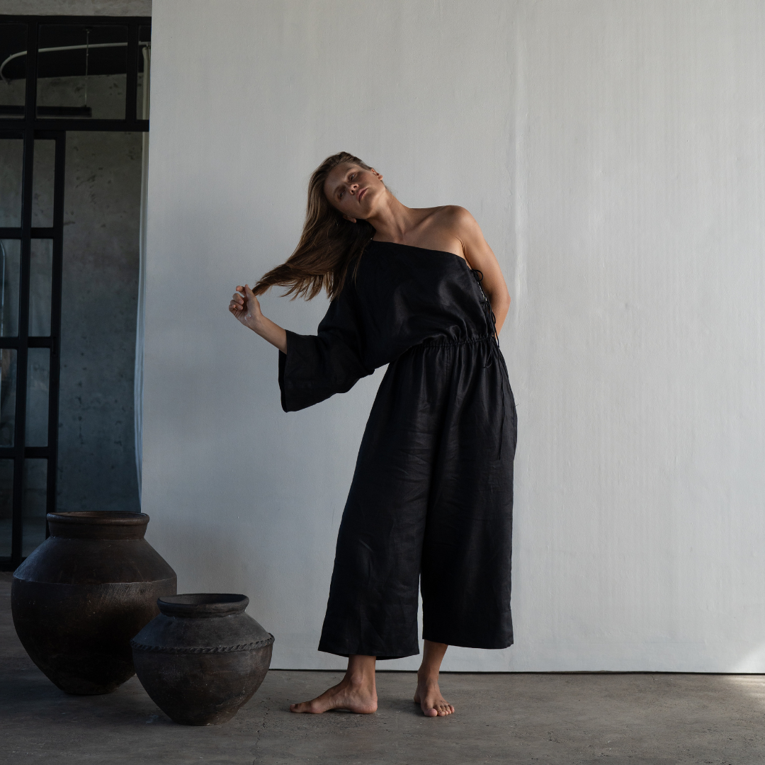 ATHENA - BLACK Linen Jumpsuit