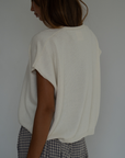 CELINE - Cream Buttoned Knit Top