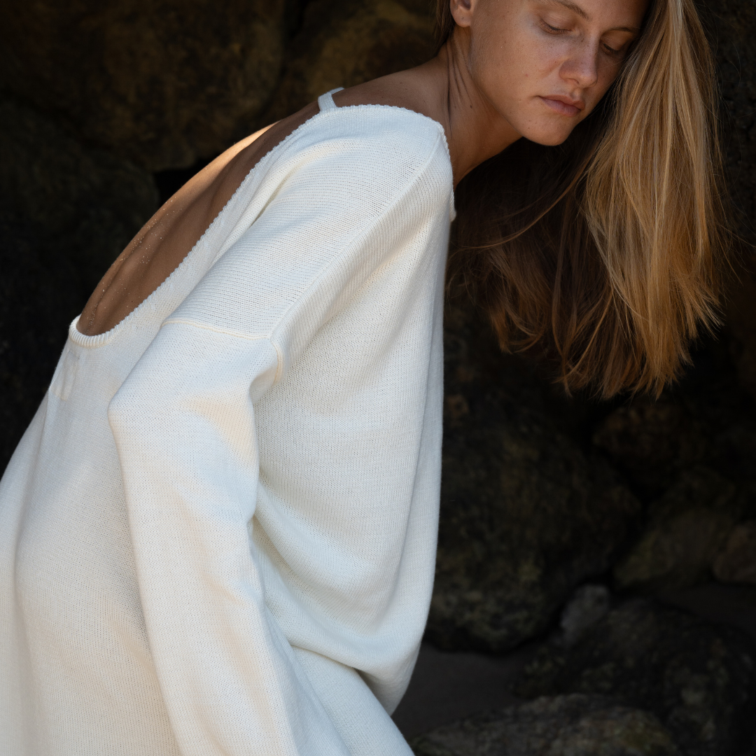 ANGEL DRESS - CREAM Open-Back Knit ANGEL DRESS - CREAM Open-Back Knit