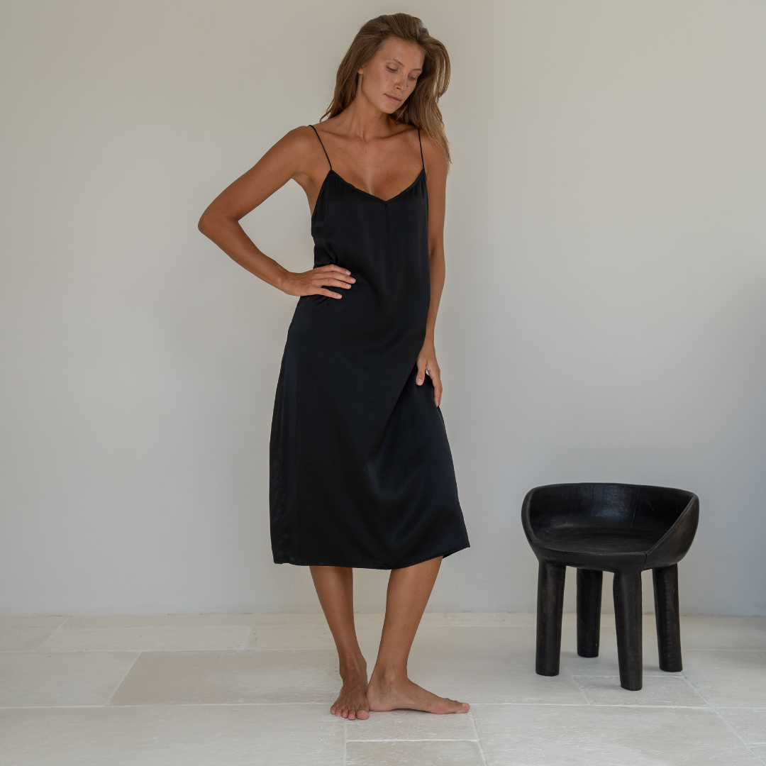 CAMILLE - BLACK Mulberry Silk Slip