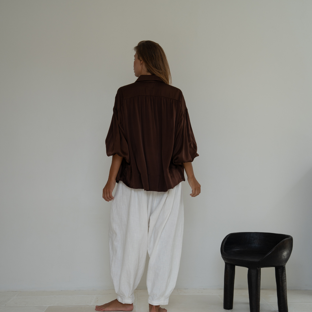 NINA - BURGUNDY Silk Blouse