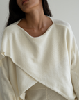 OPHELIA- Cream Knit Cross Sweater