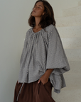 JOSIE - Linen Gingham Voluminous Blouse