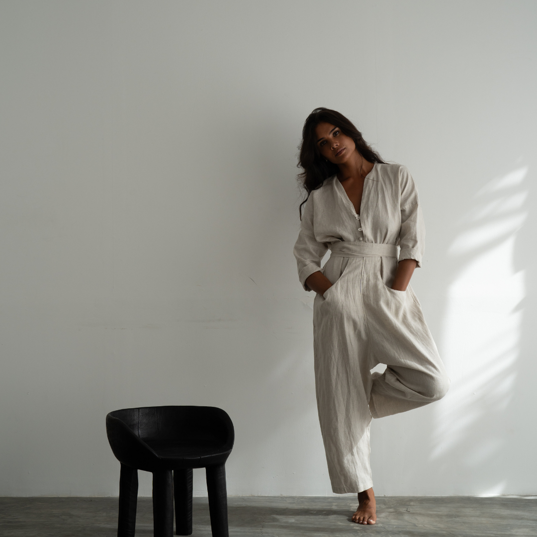 IRIS - NATURAL Linen Jumpsuit