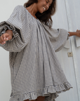 Pre-Order OPAL - Linen Gingham Smock Dress