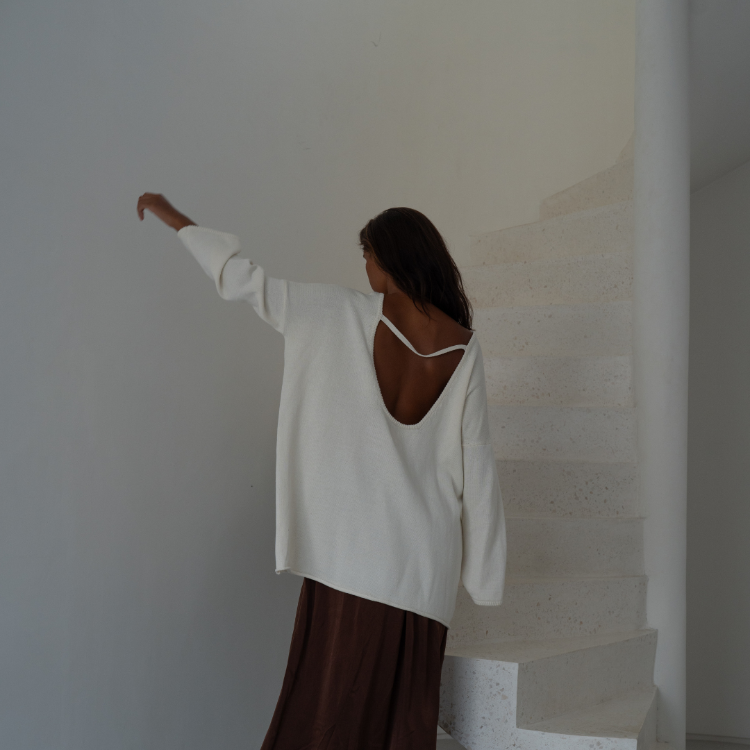 ANGEL SWEATER - CREAM Open-Back Knit