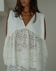 VALERIE - WHITE Broderie & Ramie Top