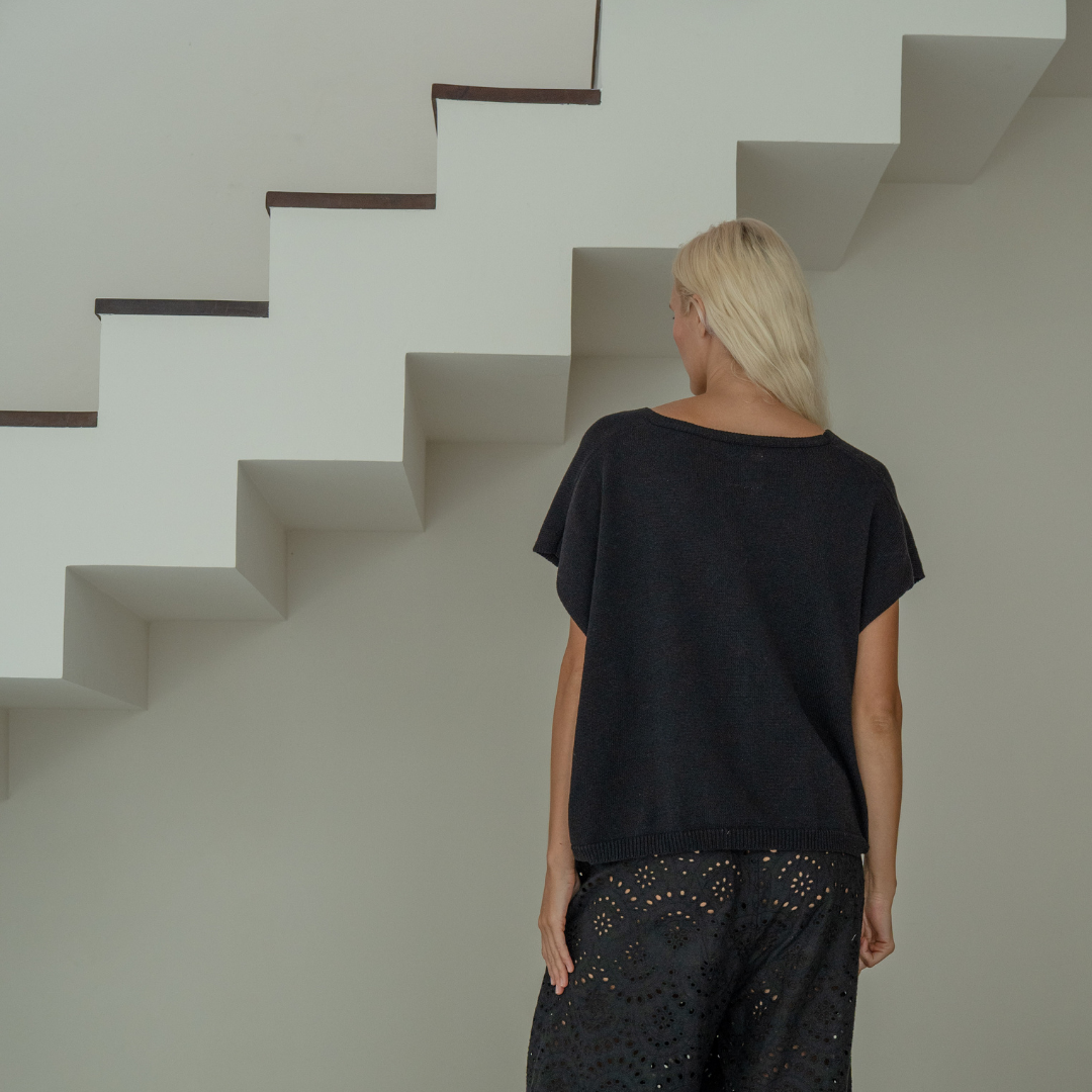 CELINE - BLACK Buttoned Knit Top