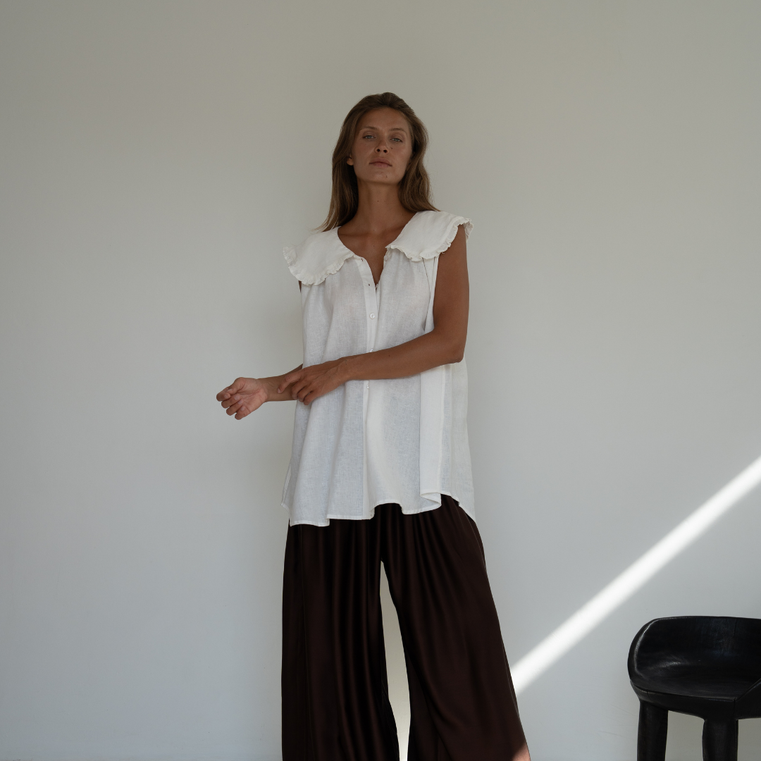 ANNE - WHITE Linen Blouse