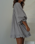 Pre-Order OPAL - Linen Gingham Smock Dress