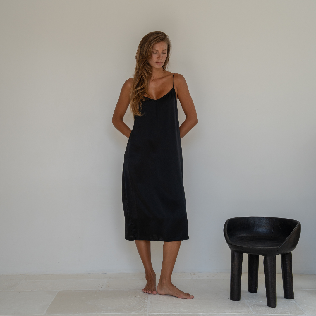 CAMILLE - BLACK Mulberry Silk Slip