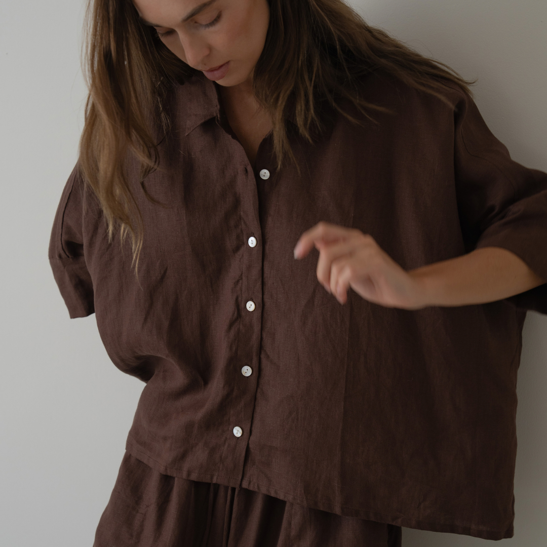 ELIZA - Chocolate Linen Shirt