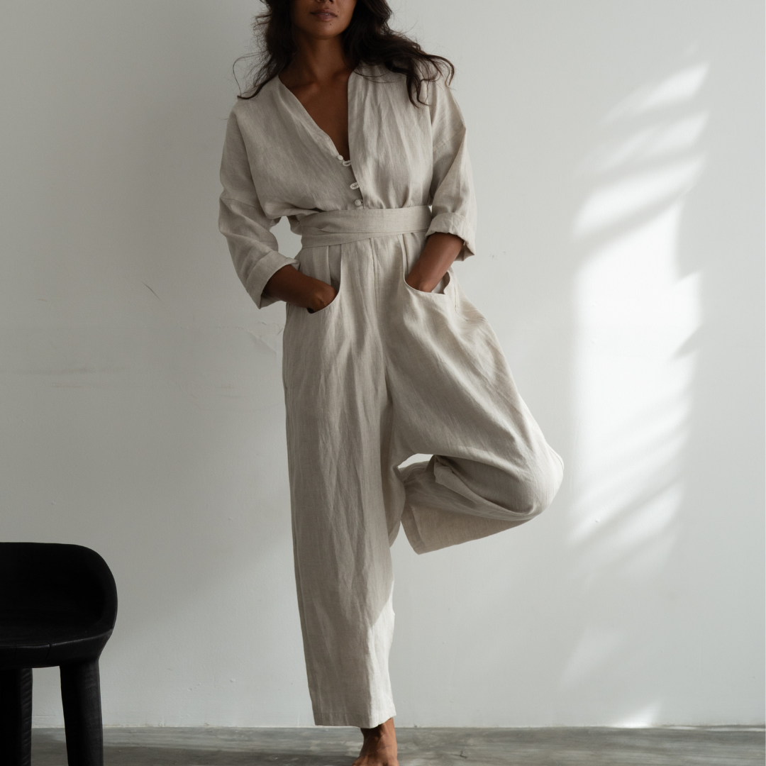 IRIS - NATURAL Linen Jumpsuit